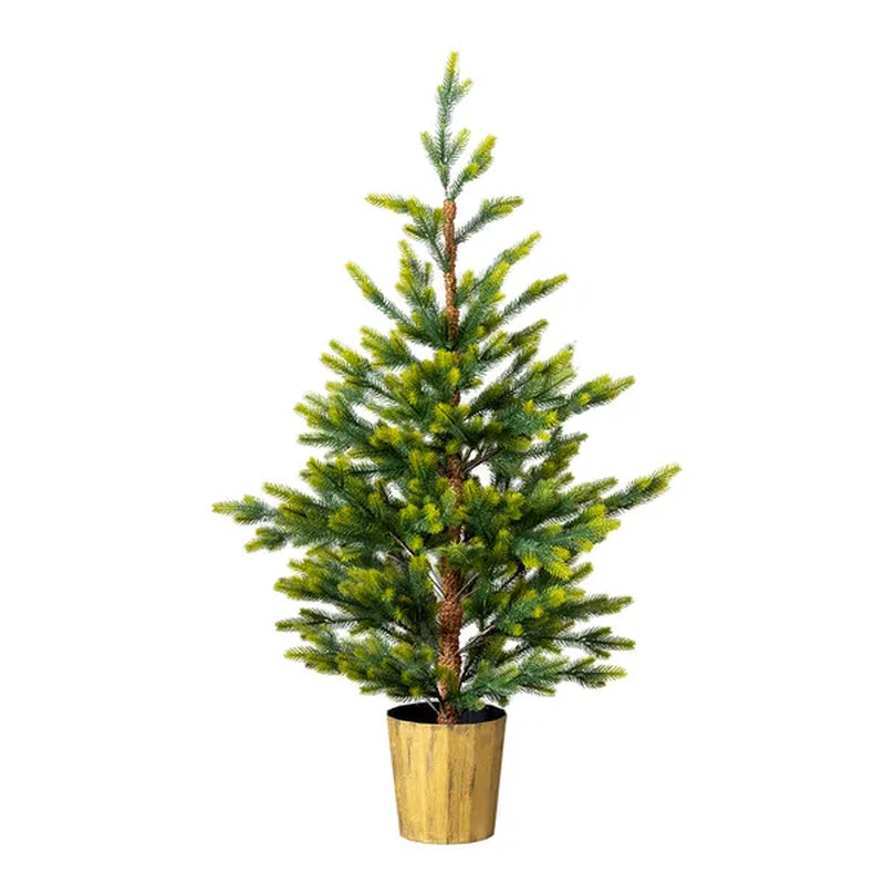 2 Pack 4 Ft Potted Christmas Trees Dual Tone Green Entryway – image 2