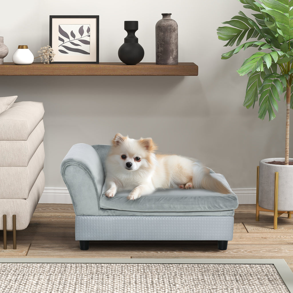 Dog Couch with Hidden Storage, Small Dog Sofa Bed with Foam, Gray – image 2