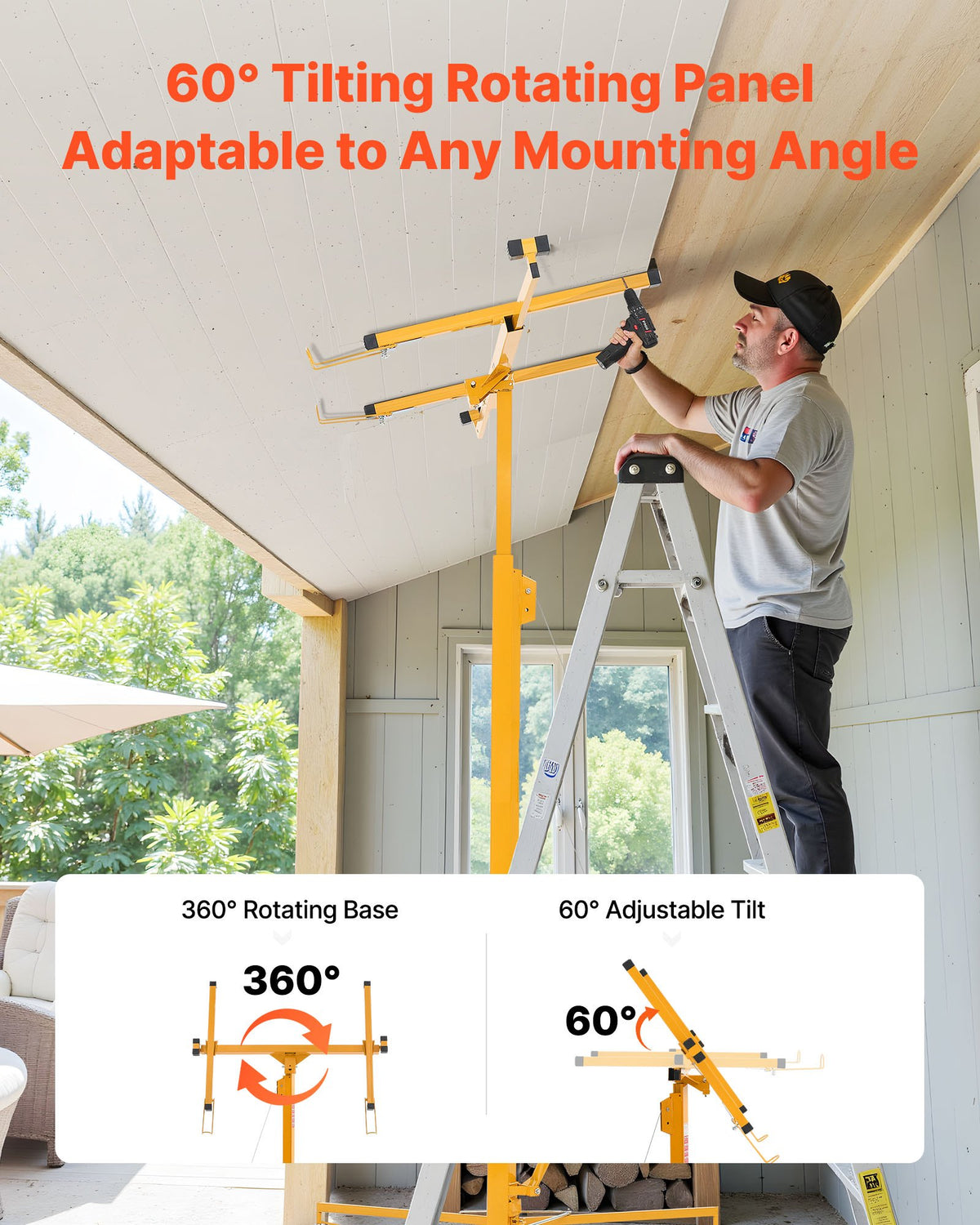 Drywall Lift 16 ft, 150 lb Sheetrock Panel Hoist with Lockable Wheels – image 4