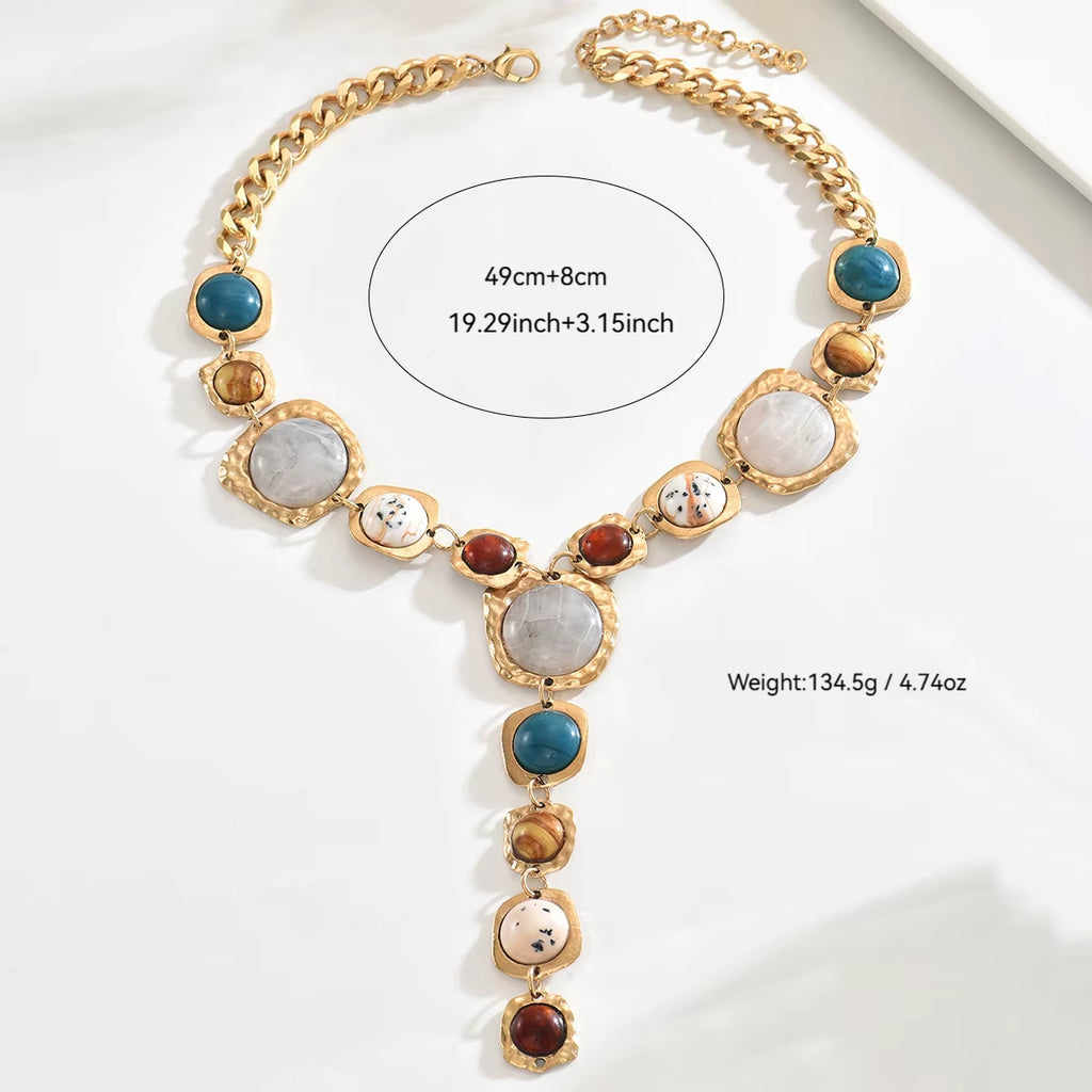 Vintage Chunky Geometric Y-Necklace – image 4