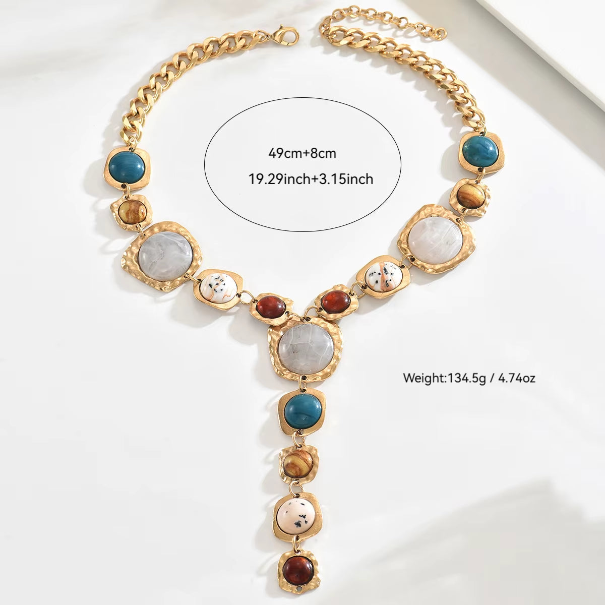 Vintage Chunky Geometric Y-Necklace – image 4