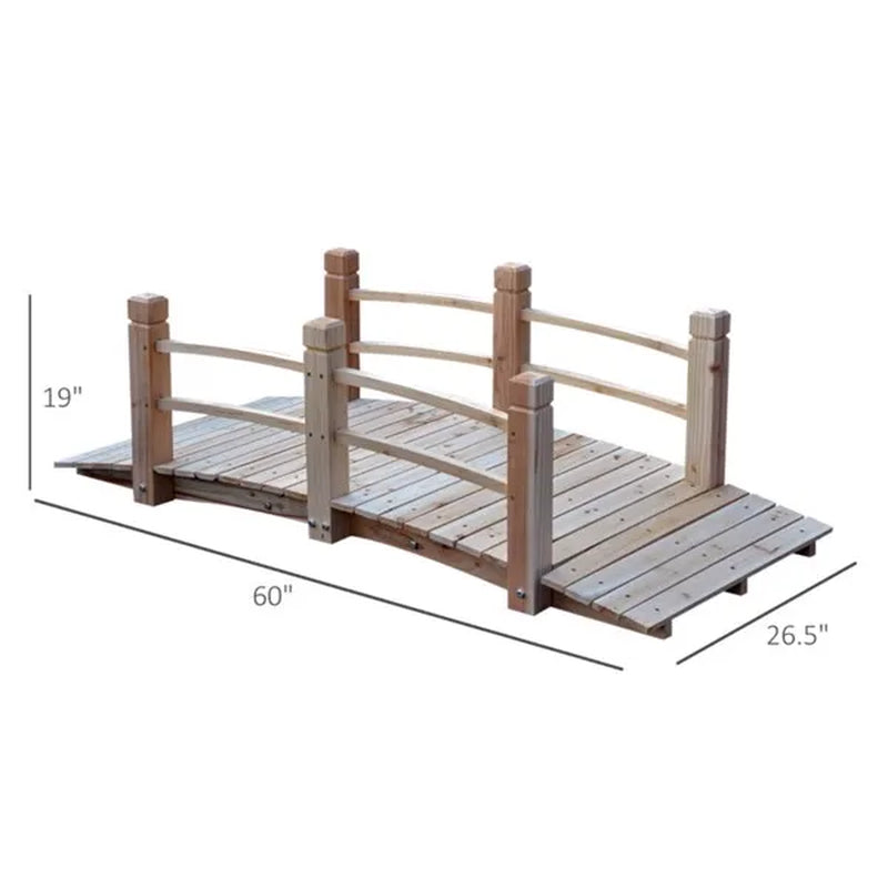 Wooden Garden Bridge 5 ft, Arched Fir Wood Footbridge 400 lb – image 6