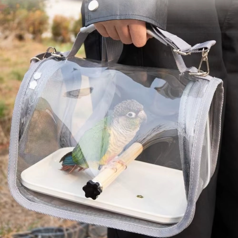 Portable Bird Carrier Bag with Perch Stand, Foldable Travel Cage – image 4