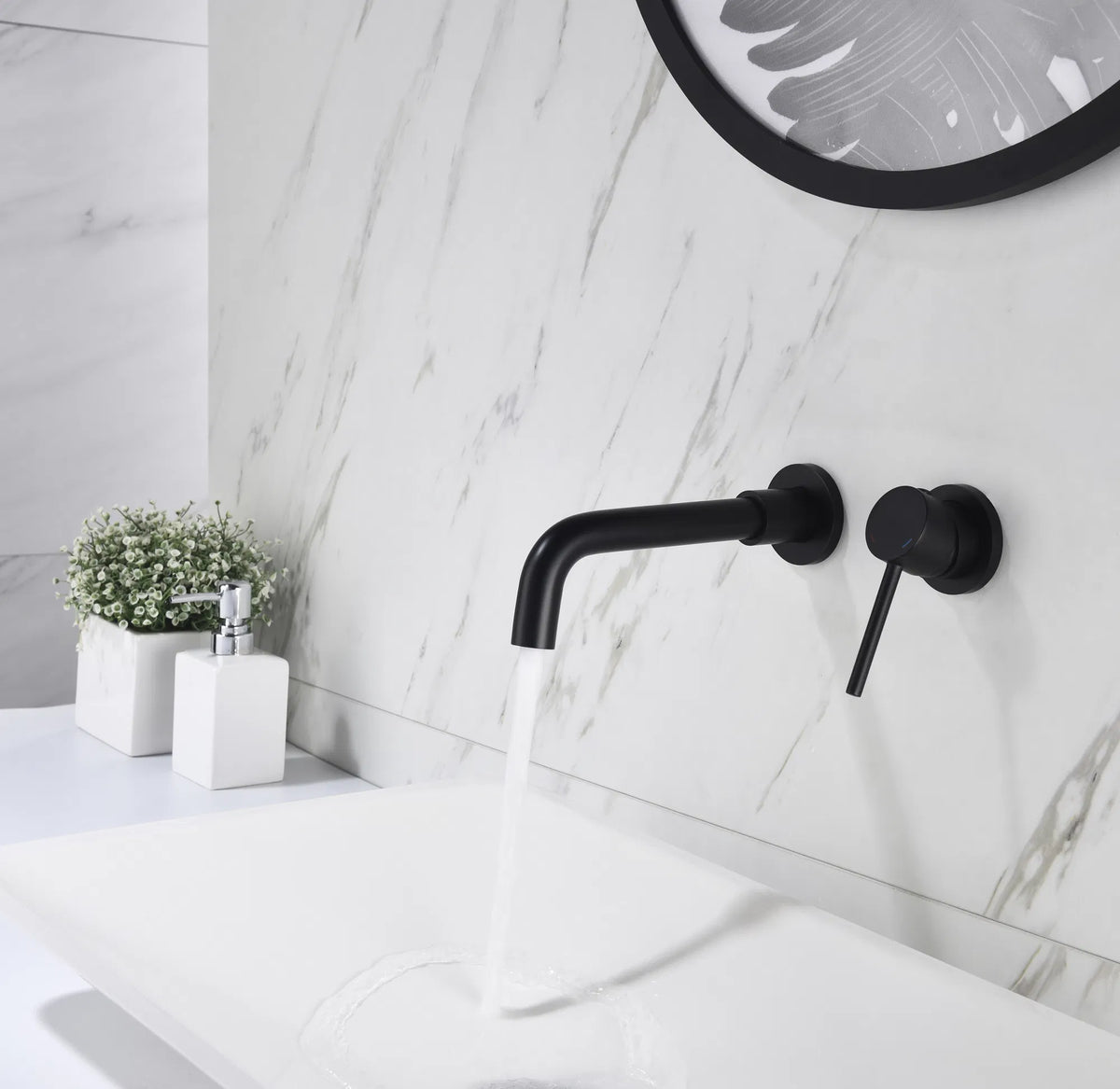 Wall Mounted Bathroom Sink Faucet, Single Handle with Pop-Up Drain – image 16
