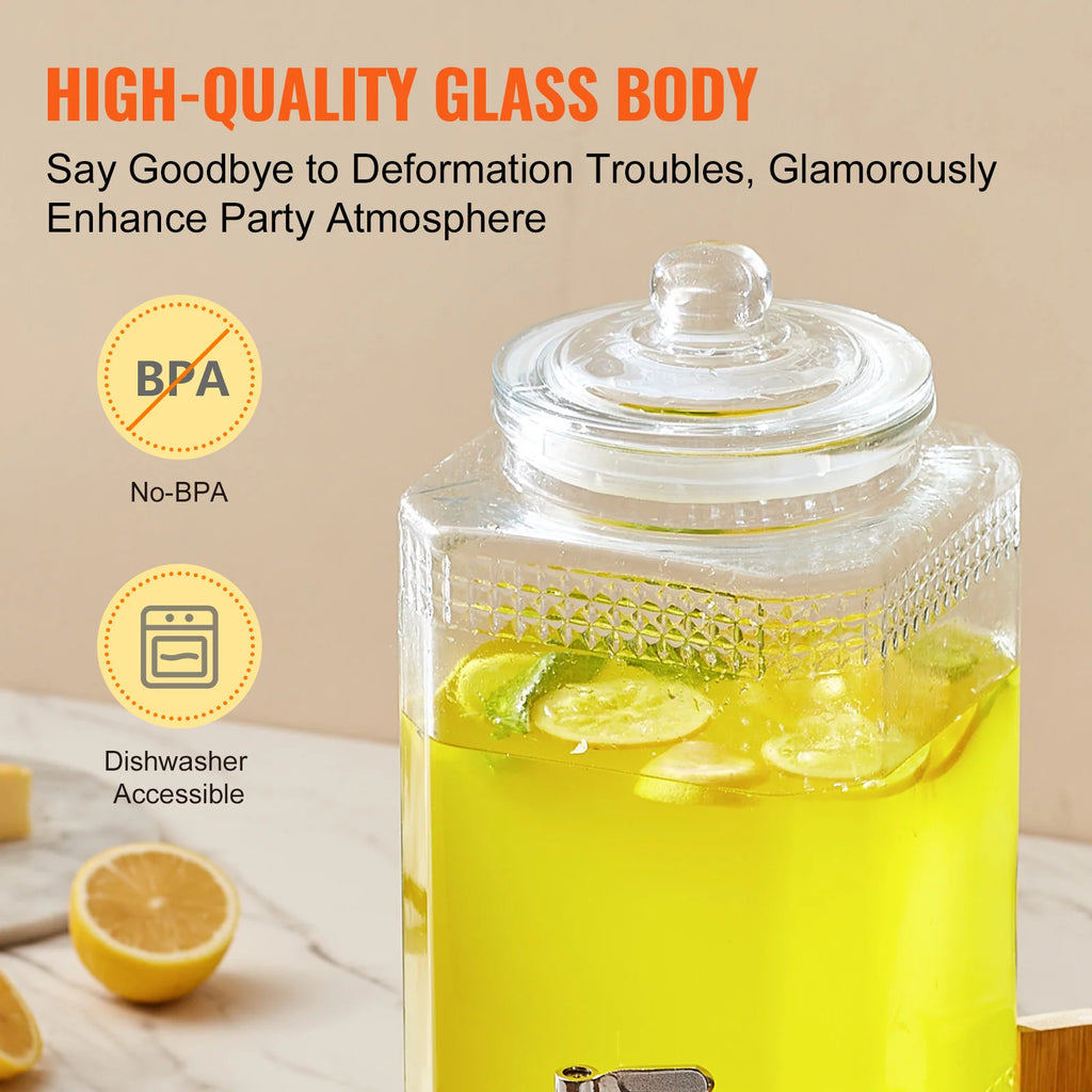 Set of 2 Glass 1.5 Gallon Punch Jars with Stand and Steel Taps – image 4