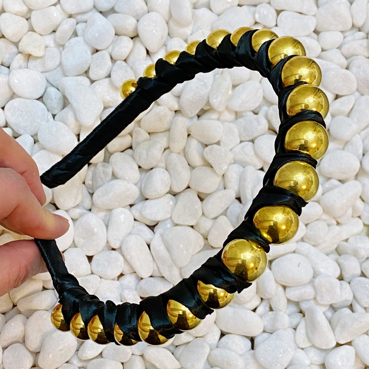 Satin Headband – Beaded Wrapped Hair Band – image 9