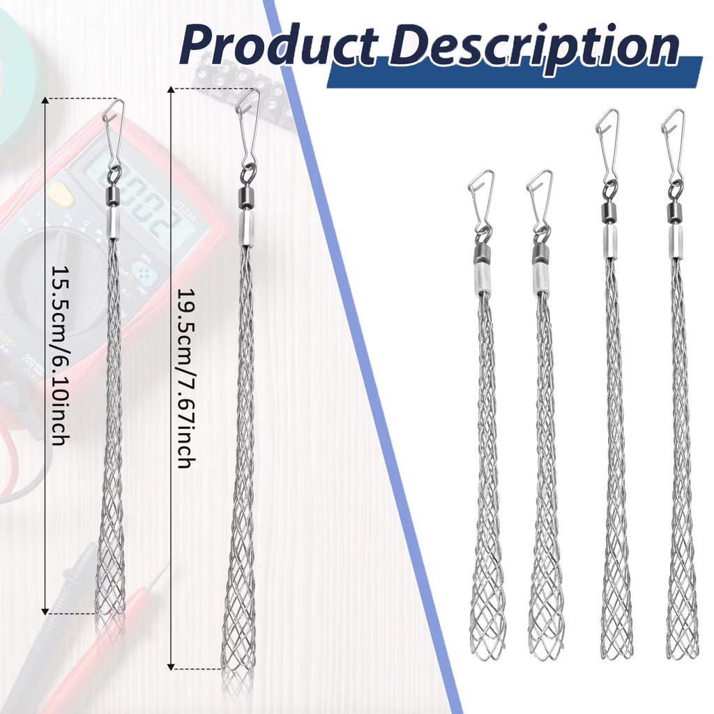 Electrician Cable Pulling Grip, Stainless Steel Mesh Wire Sock 2-Pack