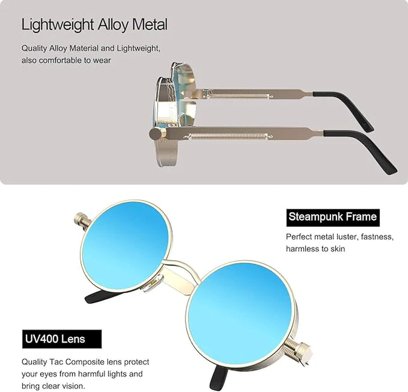 Round Sunglasses – Polarized Retro Metal Frame, UV400 – image 9