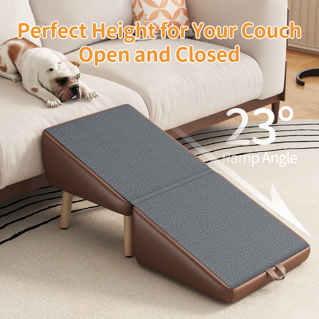 Dog Stairs and Ramp 2-in-1, Wooden Ottoman Pet Steps for Couch, Brown – image 4