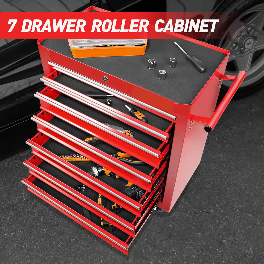 Tool Cart 7-Drawer Rolling Mechanic Cabinet with Top Storage Rack – image 2