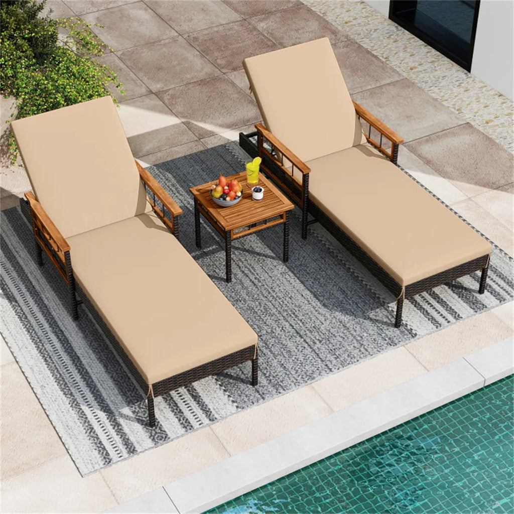 Rattan Chaise Lounge with Side Table, 79 in Adjustable Recliner – image 3