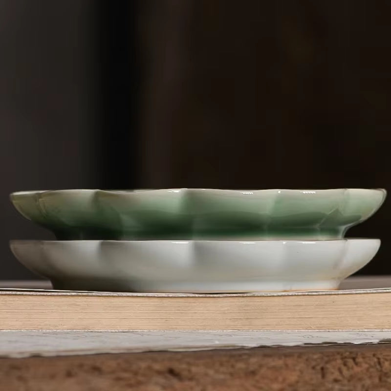 Handmade Celadon Ceramic Watercolor Palette, Plum Blossom Shape – image 6