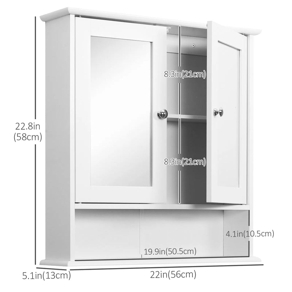 Medicine Cabinet, Wall-Mounted Mirror Cabinet with Double Doors – image 3