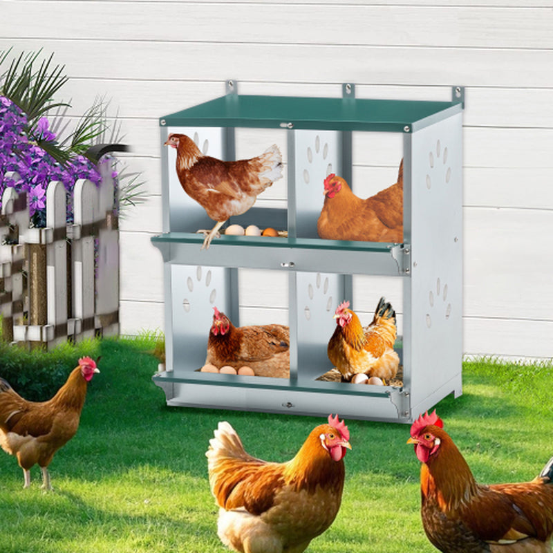 Chicken Nesting Box, 4-Compartment Galvanized Steel Wall Mount – image 5