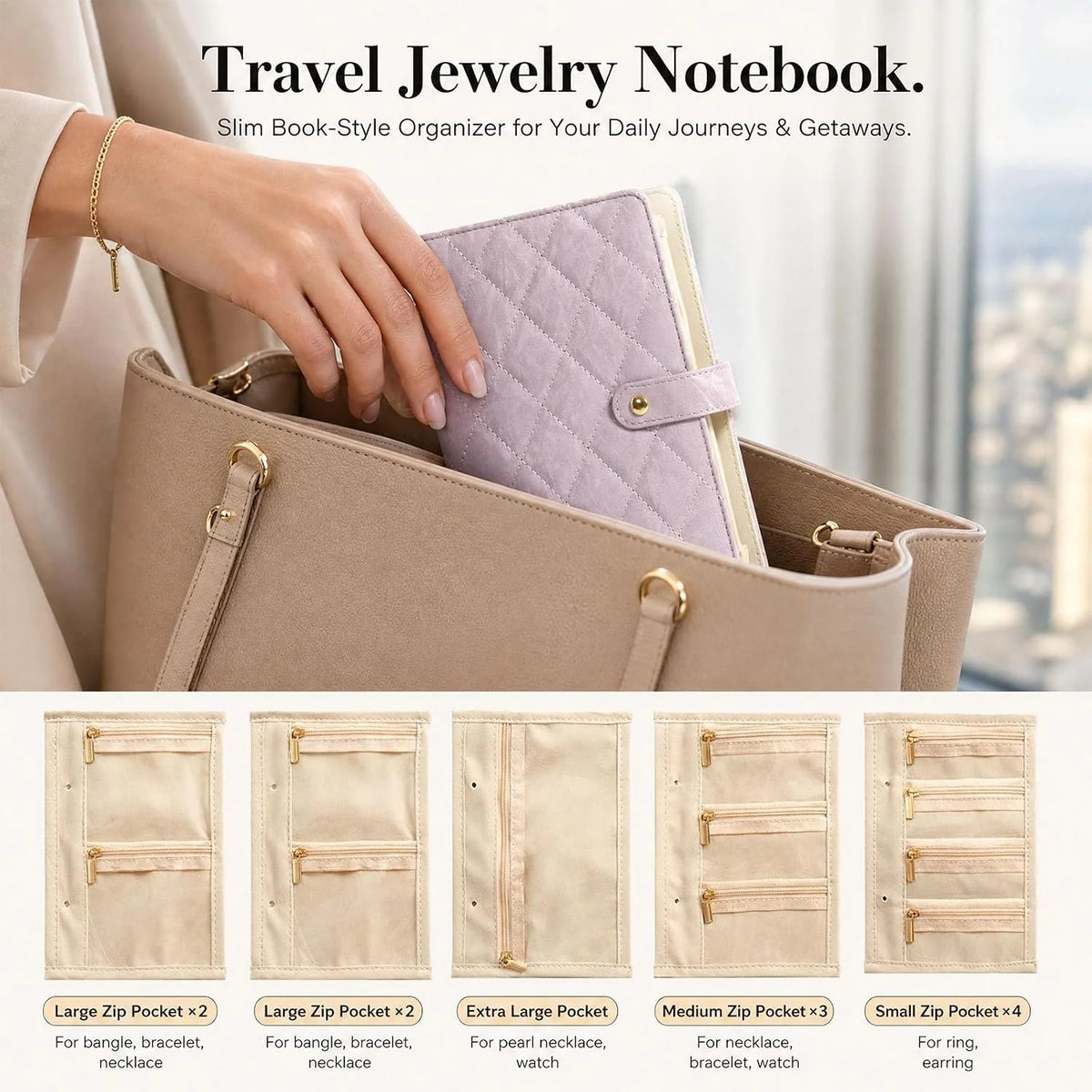 Travel Jewelry Notebook Organizer – 5 Detachable Binder Pages – image 5