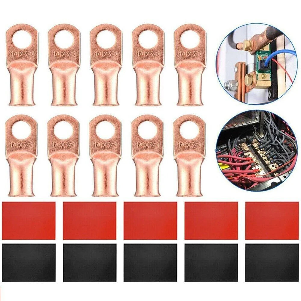 Electrical 1/0 AWG Copper Lugs with Heat Shrink, 20 Pcs