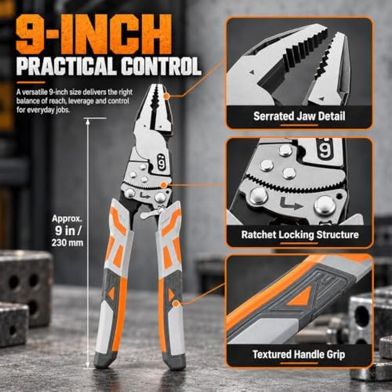 Ratchet Wire Cutter – 9 in Heavy-Duty Lineman's Pliers – image 7