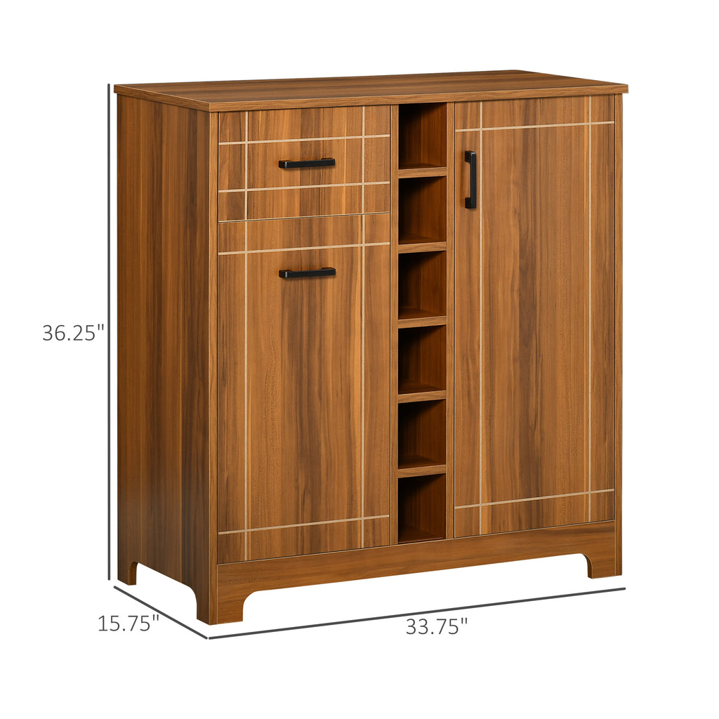 Wine Cabinet Sideboard with 6-Bottle Rack and Glass Holders, Brown – image 3