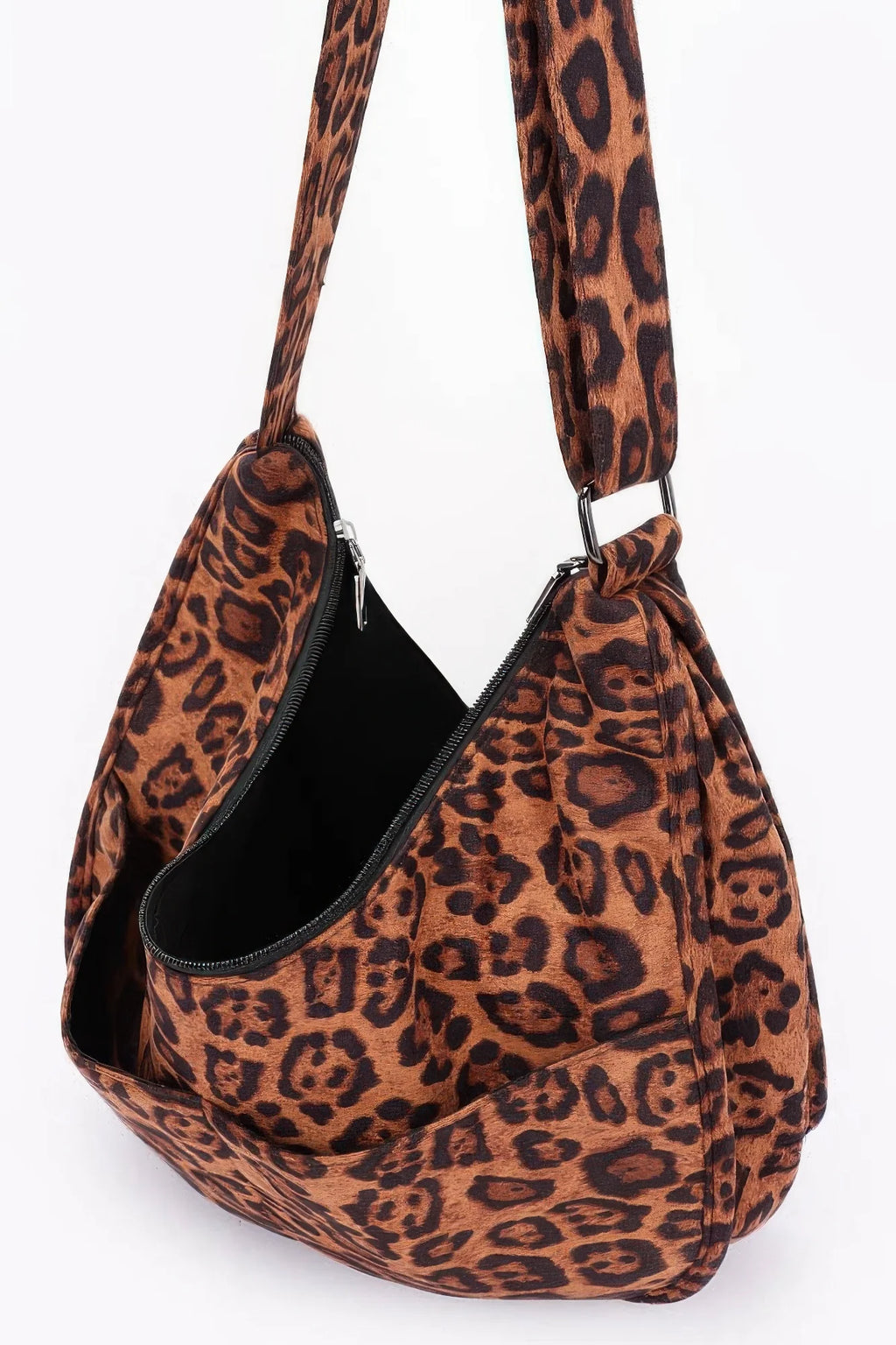Leopard Crossbody Bag – Faux Suede Shoulder Bag with Double Pockets – image 5
