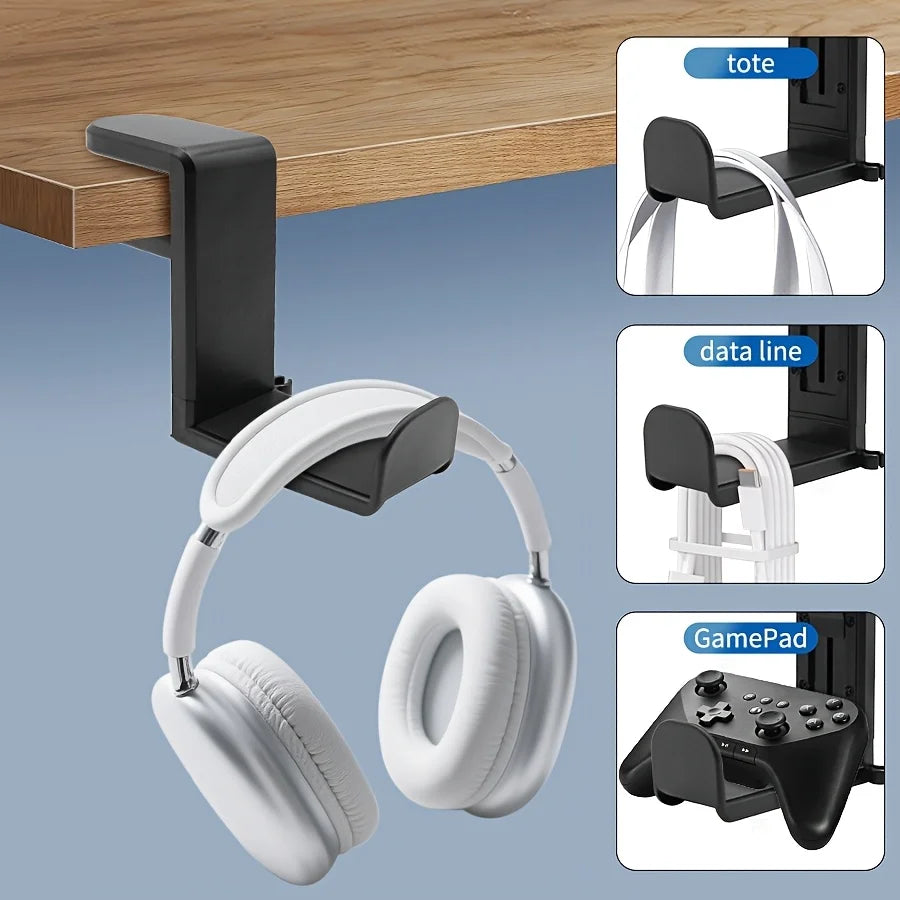 Under Desk Headphone Hanger - 360 Swivel Adhesive Headset Hook – image 3