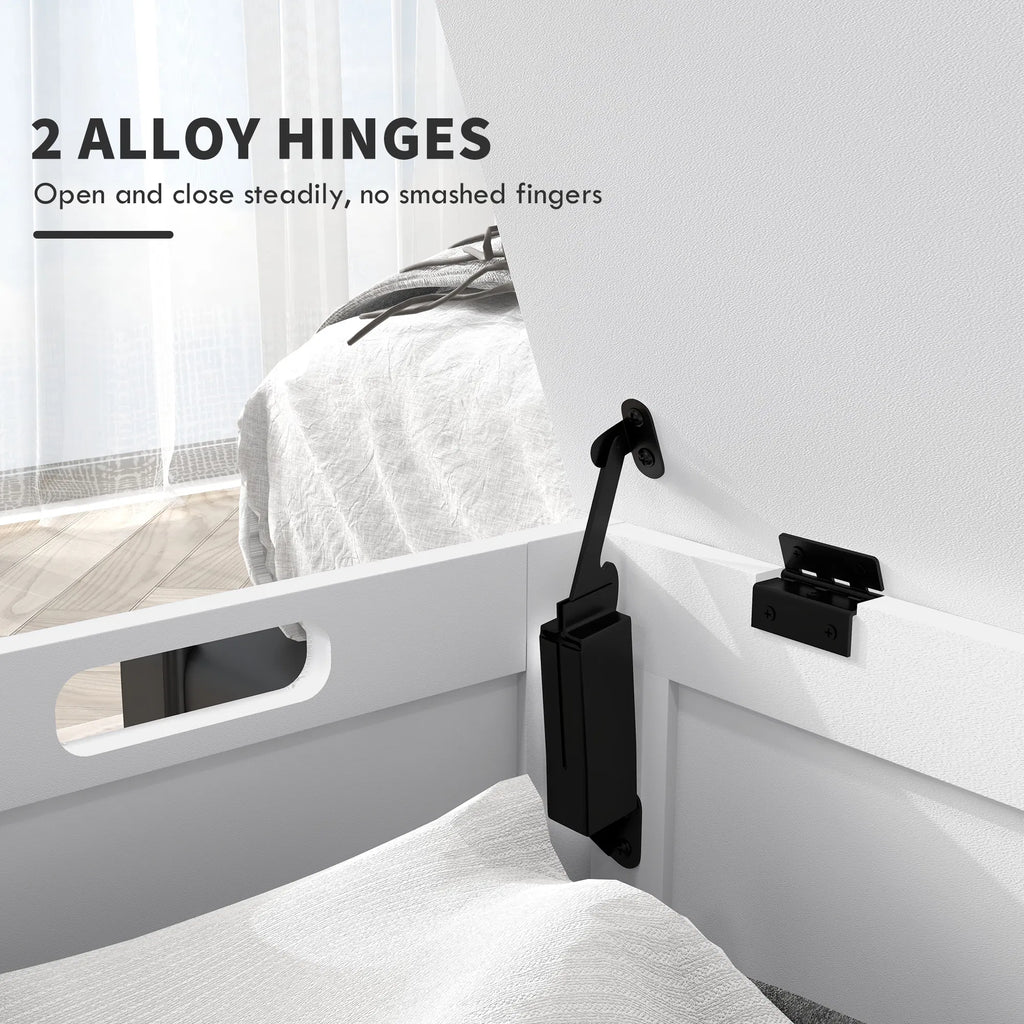 Storage Trunk Bench with Safety Hinges and Side Handles, White – image 5