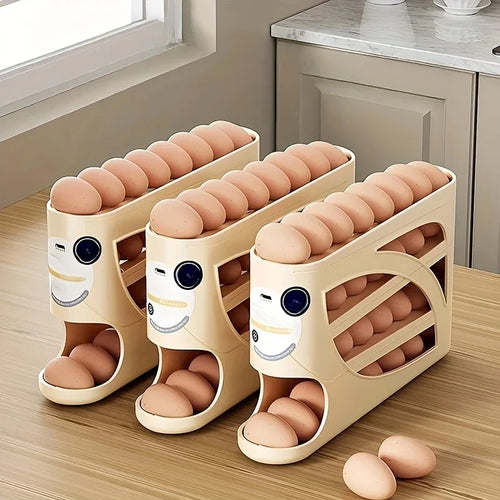 3-Tier Rolling Egg Holder for Fridge - Space-Saving Egg Organizer – image 2