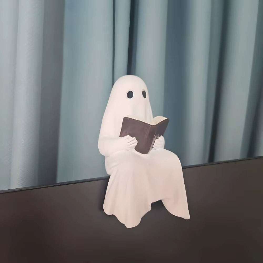 Little Ghost Reading Resin Ornament – image 6