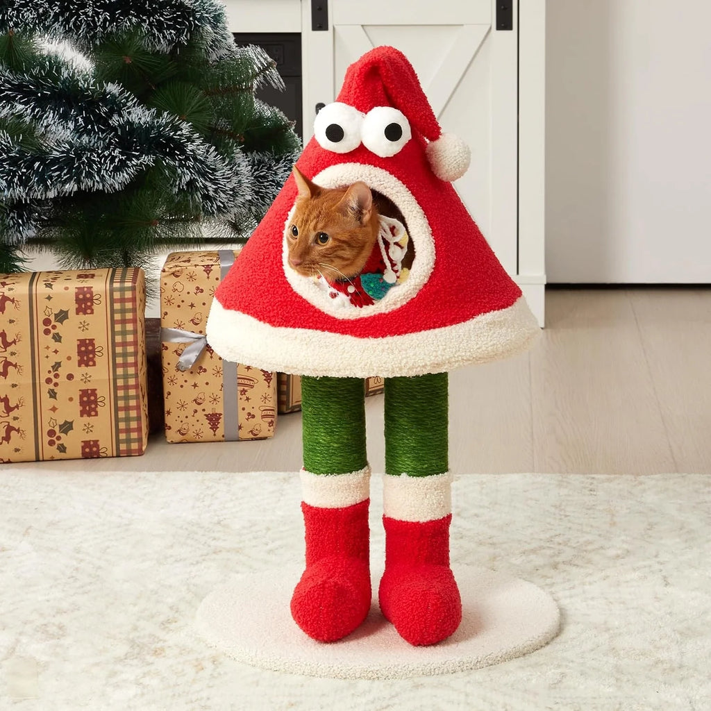 Christmas Cat Tree, Santa Hat Cat Tower with Sisal Posts, 31.5 in – image 9