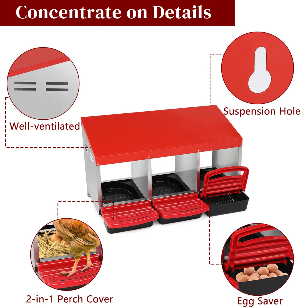 3 Compartment Roll Out Chicken Nesting Box with Plastic Baskets – image 11