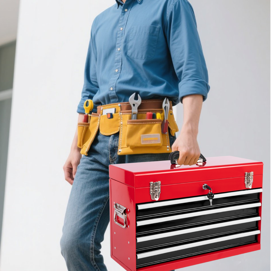 Metal Tool Box with 4 Drawers, 21 in Portable Locking Tool Chest – image 5