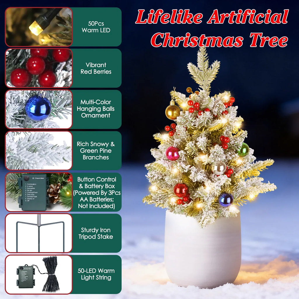 Tabletop Christmas Tree with 50 LED Lights and Timer – image 3