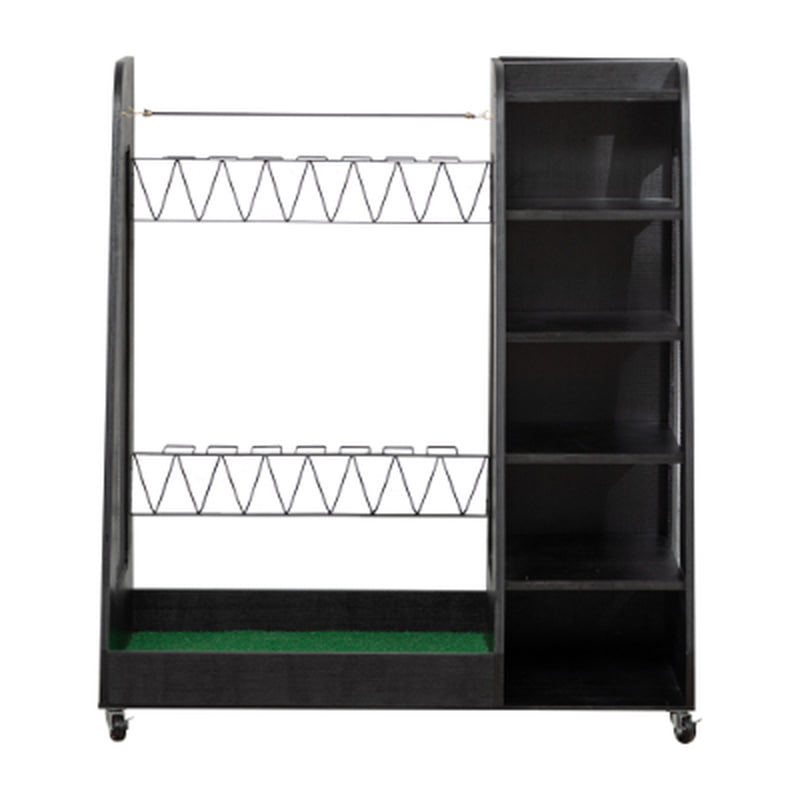 Wooden Golf Bag Organizer for 2 Bags With Shoe Shelves – image 4