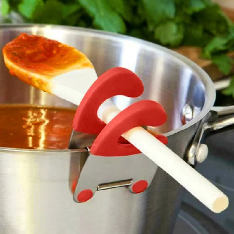 Pot Clip Spoon Holder – Stainless Steel Pot Side Utensil Rest