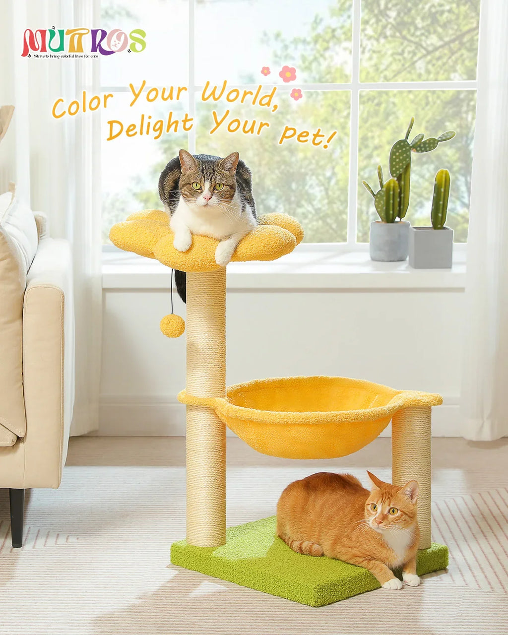 Flower Cat Tree with Large Hammock and Sisal Scratching Posts – image 12