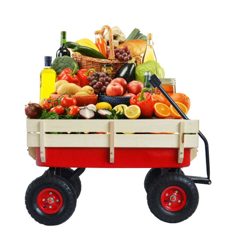 All Terrain Garden Wagon with Wood Railing and Air Tires, 176 lb – image 3