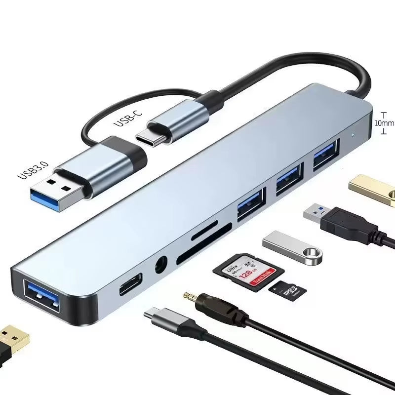 8-in-1 USB-C Hub with 4K HDMI, USB 3.0 and SD Card Reader