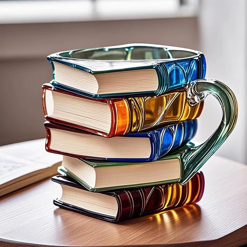 Stacked Books Coffee Mug 11oz - 3D Painted Book Lover Gift Cup – image 4