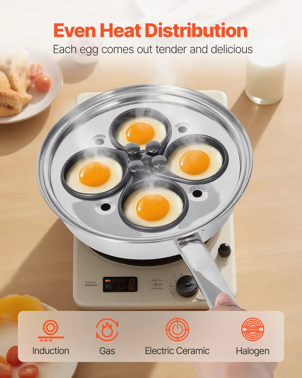 Egg Poacher Pan - 4 Cup Stainless Steel Poached Egg Maker – image 3