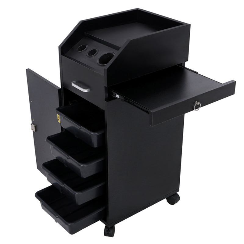 Rolling Salon Tool Cart with 3 Hair Dryer Holders and 4 Drawers – image 8