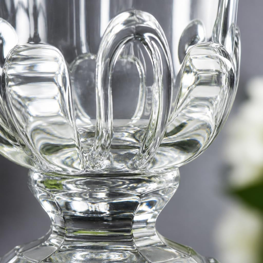 Glass Urn Vase - 8 inch Crystal Pedestal Centerpiece – image 6