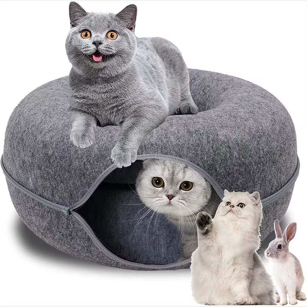 Donut Cat Tunnel Bed – 2-in-1 Plush Play Tunnel for Pets – image 2
