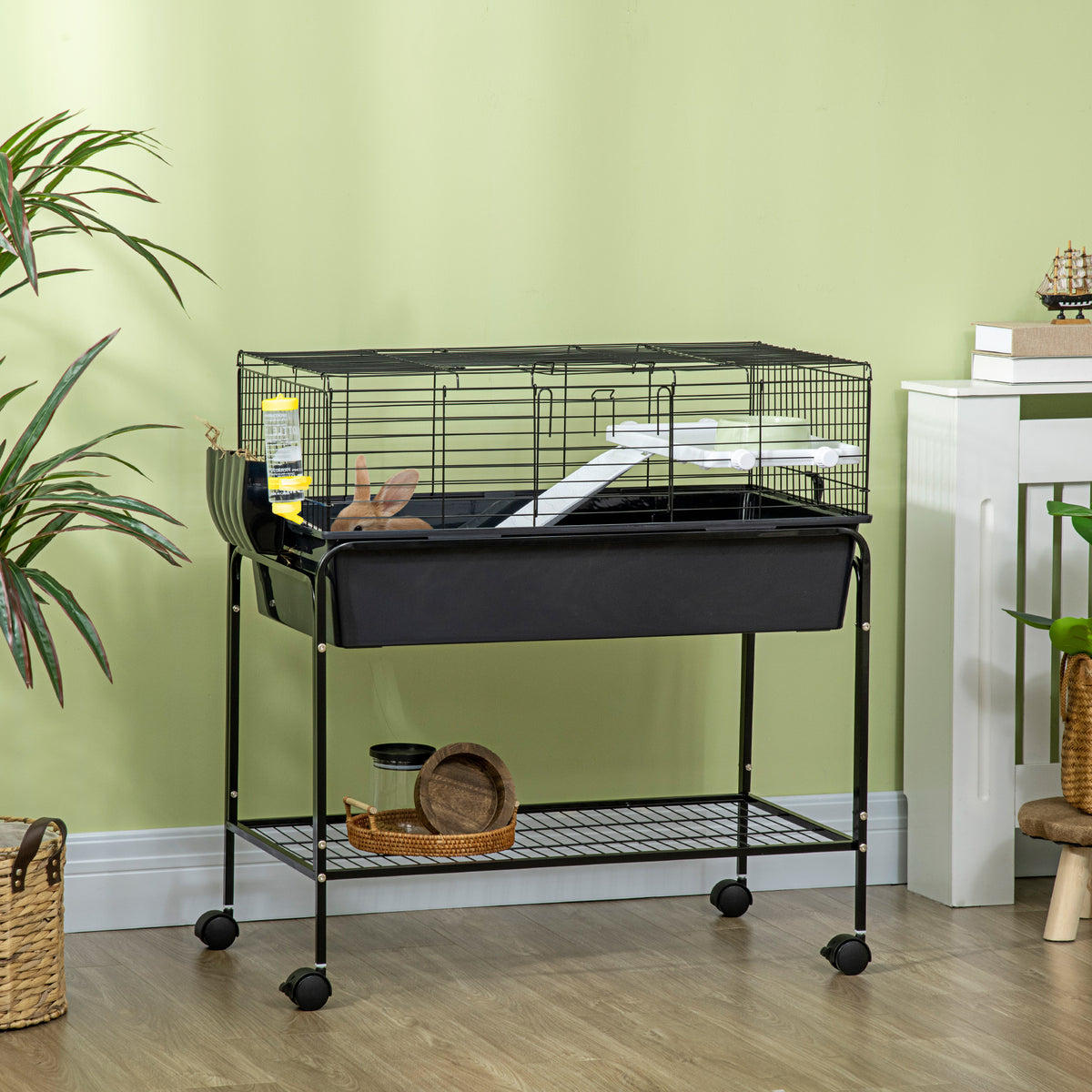 Two-Story Small Animal Cage with Removable Rolling Stand, Gray – image 2