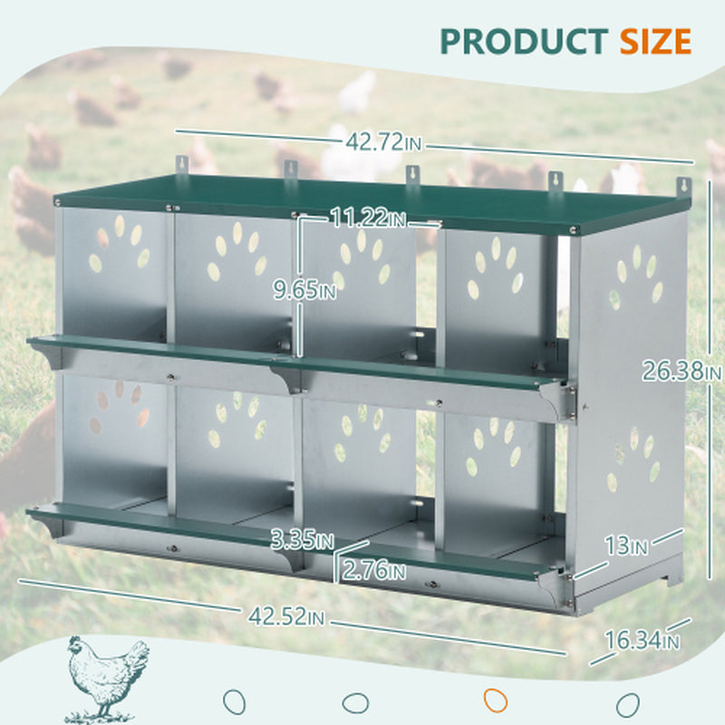 8 Compartment Galvanized Chicken Nesting Box with Egg Roll Out – image 6