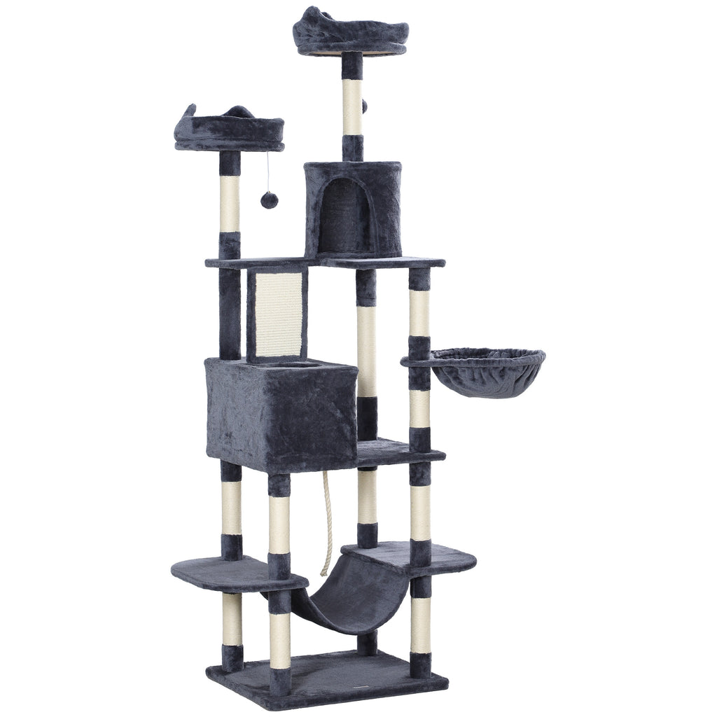 81 Inch Large Cat Tree with 2 Condos, Hammocks and Scratching Board – image 1