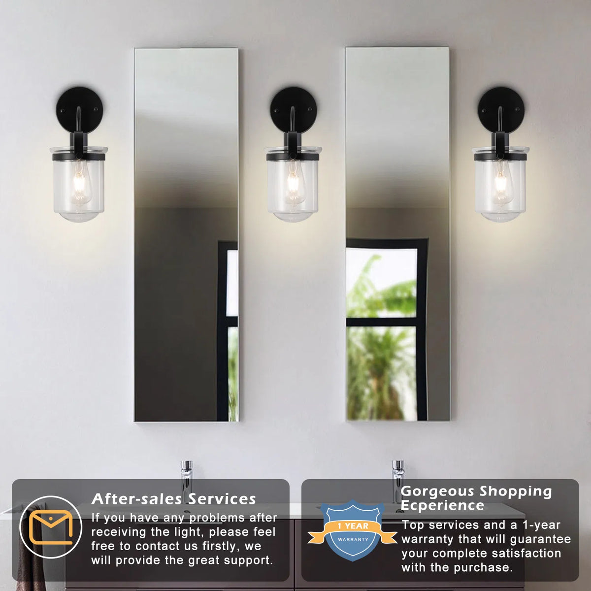 Modern 1-Light Wall Sconce with Clear Glass Globe Shade