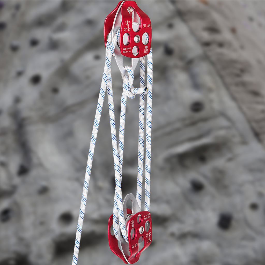 Twin Sheave Block and Tackle with 200 ft Braided Rope, 7700 lb – image 3