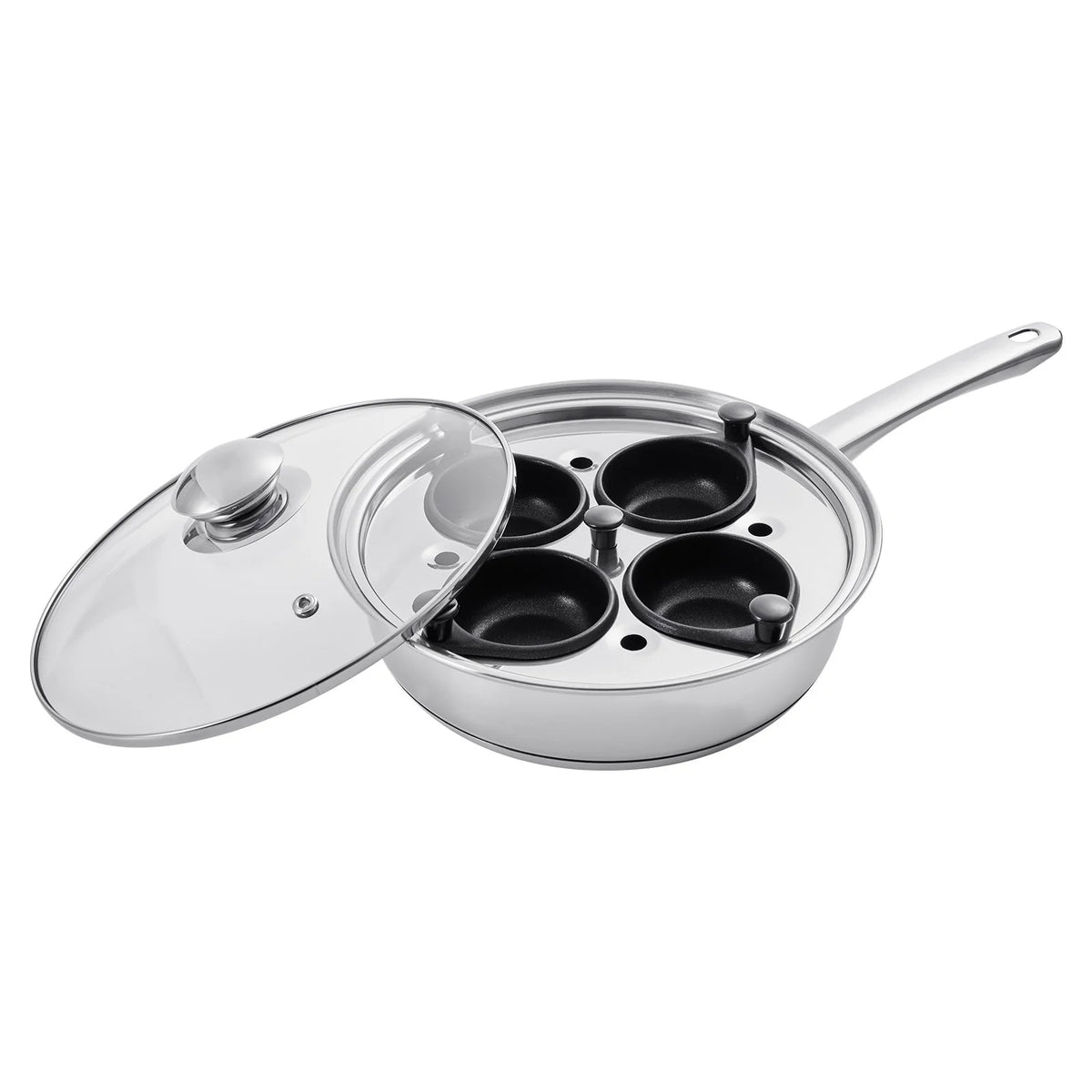 Egg Poacher Pan - 4 Cup Stainless Steel Poached Egg Maker