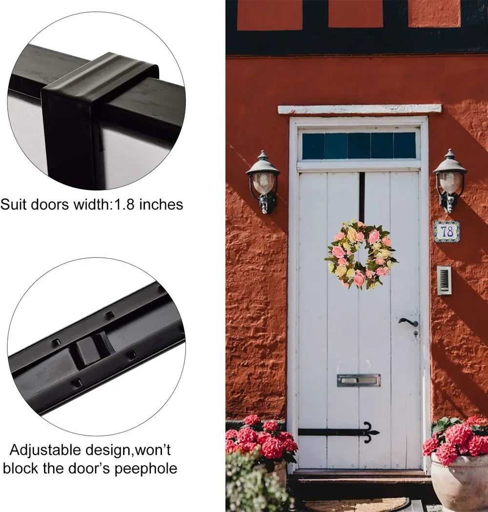 Wreath Hanger for Front Door - Adjustable Over-Door Metal Hook – image 3