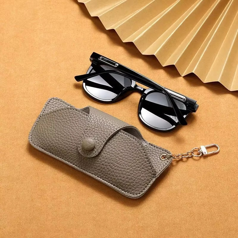 Glasses Pouch with Lanyard - Retro PU Leather Sunglasses Case – image 8