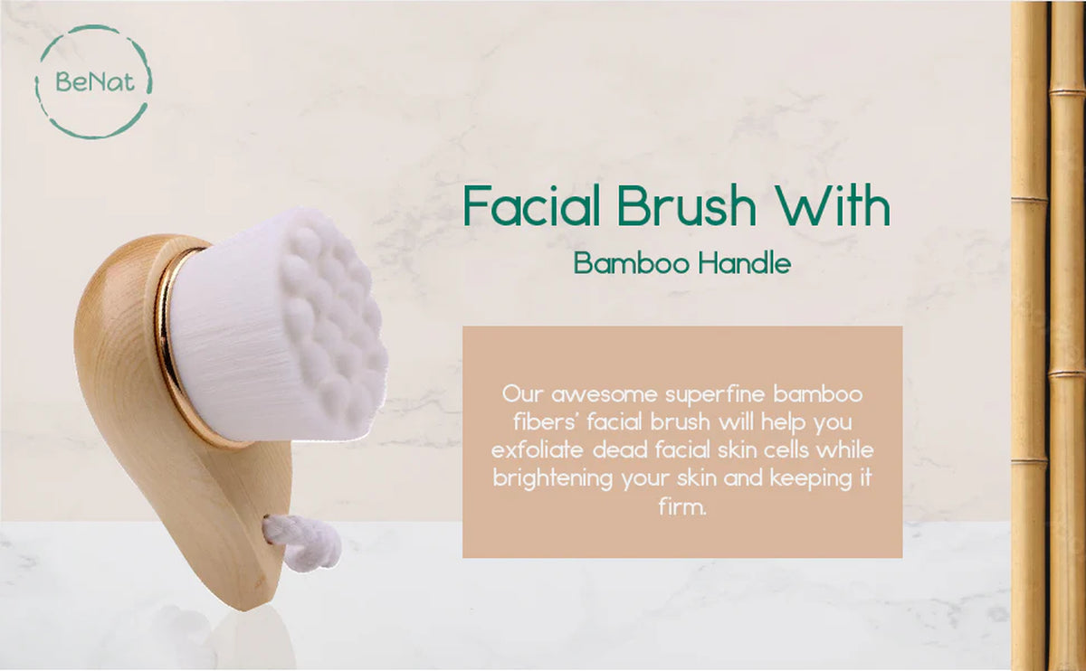 Facial Cleansing Brush Bamboo Handle Soft Bristles – image 3